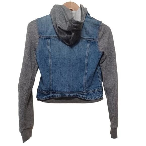 American Eagle Outfitters Hooded Denim Jacket Button Pocket Cotton Size XS - Picture 4 of 4